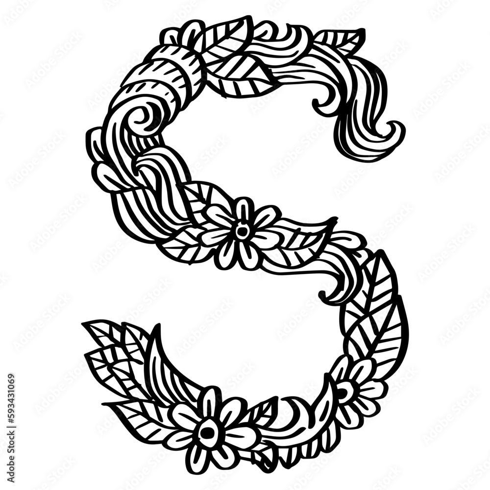 Hand drawn doodle alphabet letter S Hand drawn doodle alphabet letter S