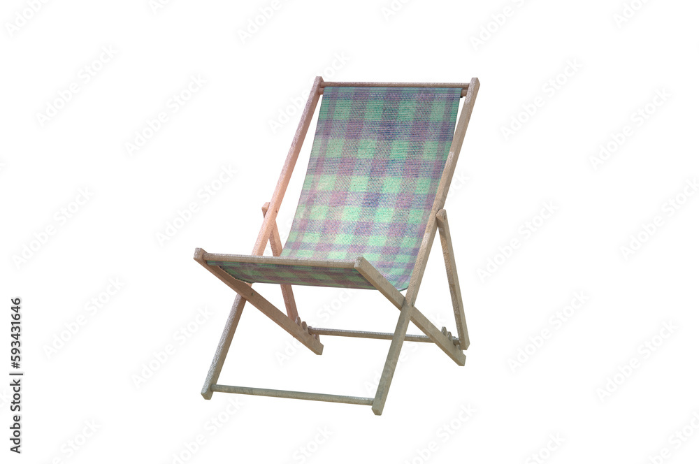 3D Illustration , Deck chair  on transparent background.
