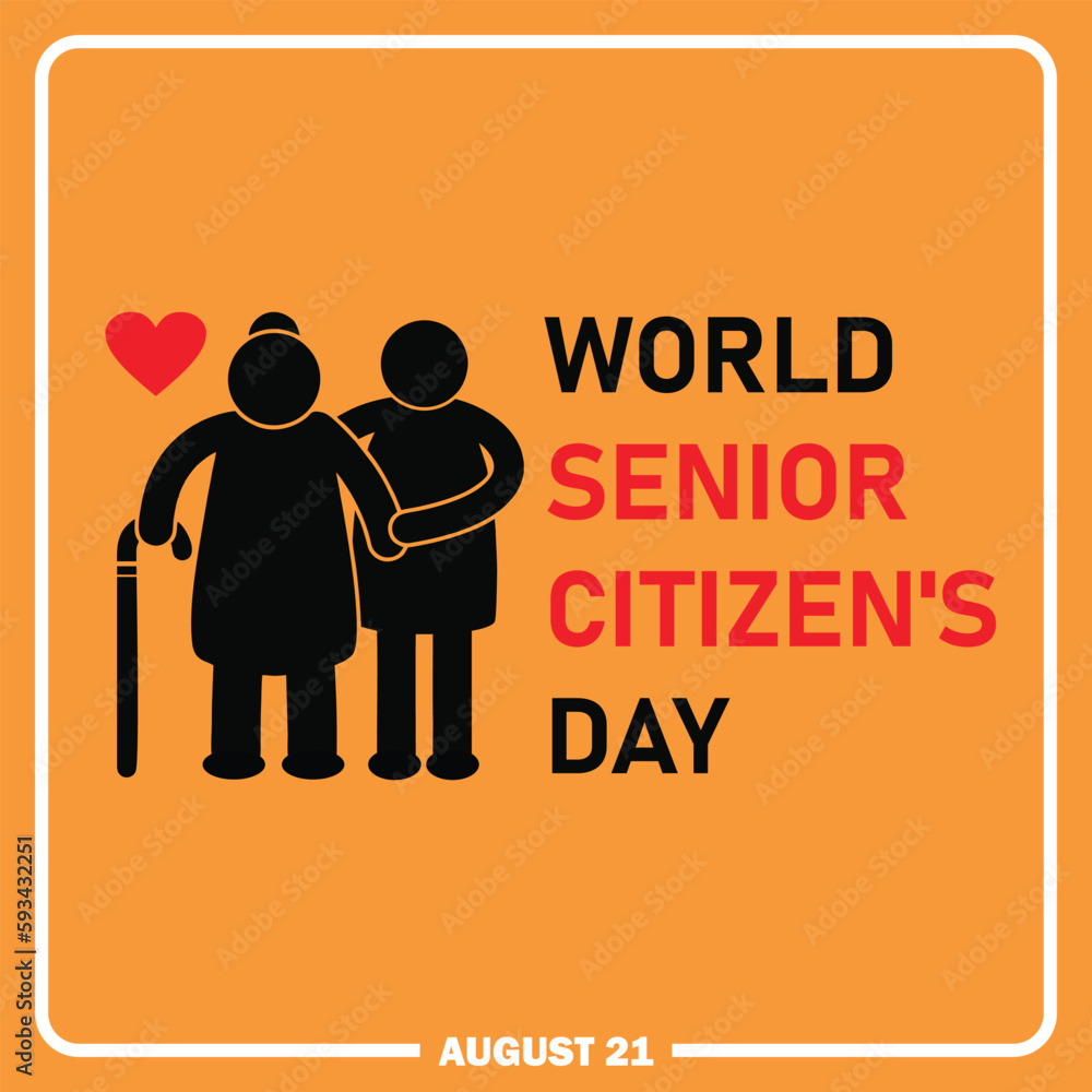 World Senior Citizen's Day banner, happy elderly day, modern background vector  illustration