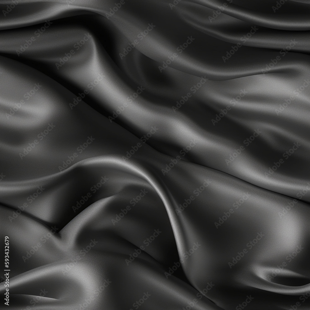 Fototapeta premium Luxury graphite silk fabric texture, elegant seamless pattern, realistic light and shadow background, photorealistic wallpaper, generative ai