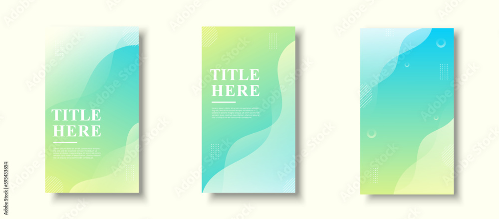 Creative Story Pack background. colorful, green and yellow gradation, wave effect, memphis