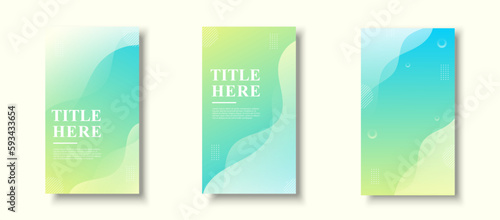 Creative Story Pack background. colorful, green and yellow gradation, wave effect, memphis