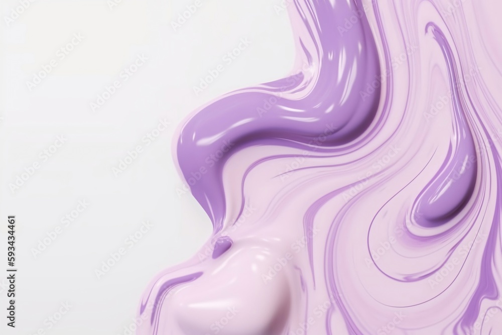 Fototapeta premium Generative AI - Close-up shot of purple paint on a blank white surface including copy space
