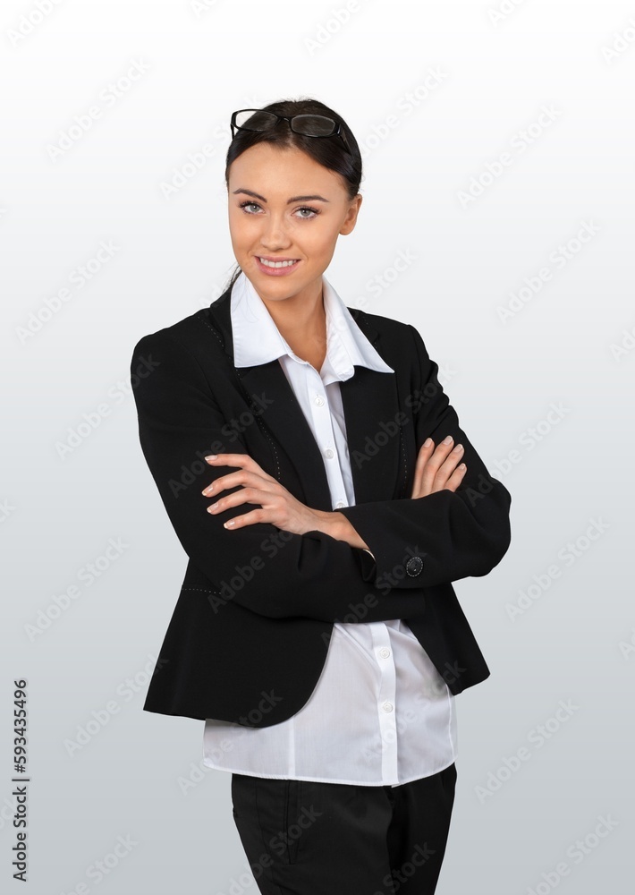Portrait of a pretty business girl posing on background. Portrait of a pretty business girl posing on background.