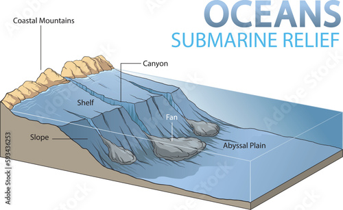 illustration of oceans submarine relief infographic