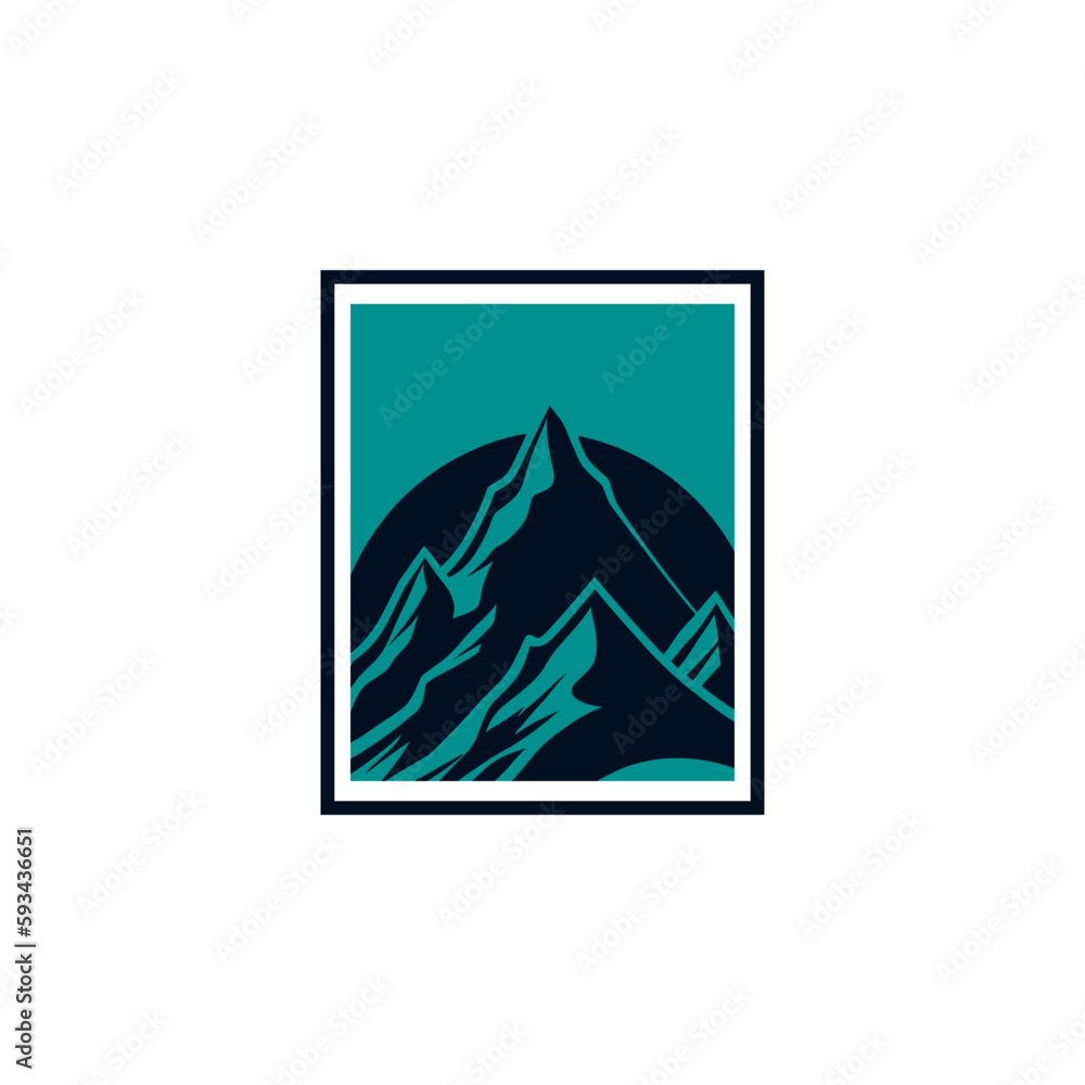 Modern blue mountain logo illustration design Modern blue mountain logo illustration design