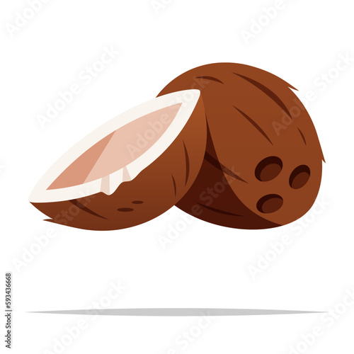 Coconut half and whole vector isolated illustration