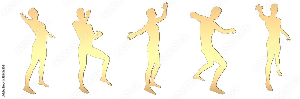 set of male silhouettes isolated on white background, 2d illustration