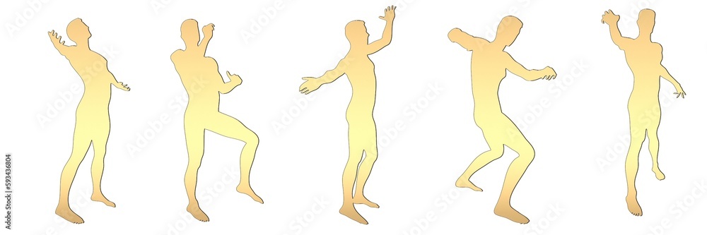 set of male silhouettes isolated on white background, 2d illustration set of male silhouettes isolated on white background, 2d illustration