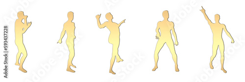 set of male silhouettes isolated on transparent background  2d illustration 