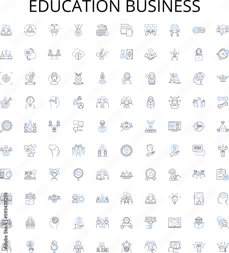 Education business outline icons collection. Education, Business, Learning, Training, Schools, Colleges, Classes vector illustration set. Instructors, Tutors, Certification linear signs Education business outline icons collection. Education, Business, Learning, Training, Schools, Colleges, Classes vector illustration set. Instructors, Tutors, Certification linear signs