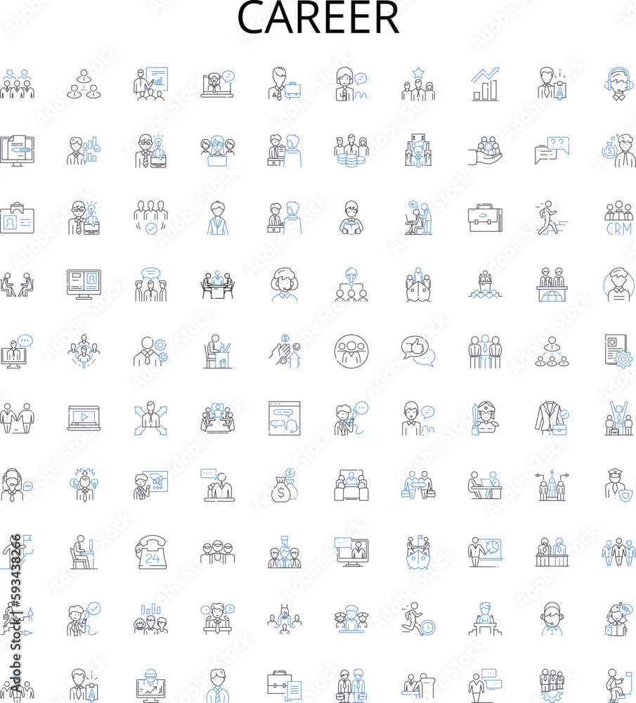 Career outline icons collection. Job, Career Path, Vocation, Profession, Livelihood, Employment, Occupation vector illustration set. Calling, Line, Industry linear signs Career outline icons collection. Job, Career Path, Vocation, Profession, Livelihood, Employment, Occupation vector illustration set. Calling, Line, Industry linear signs