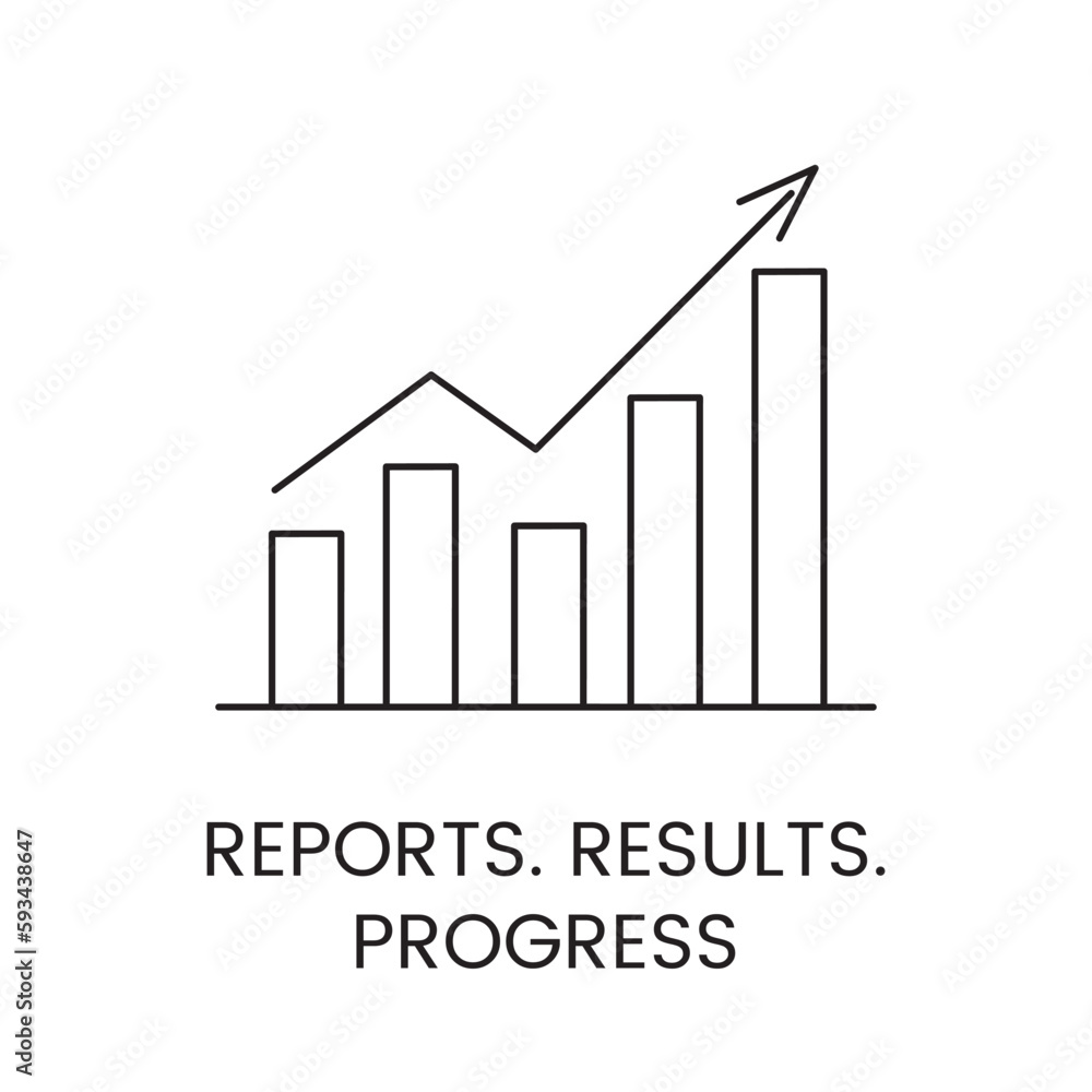 Report and results, progress line icon in vector, arrow chart ...