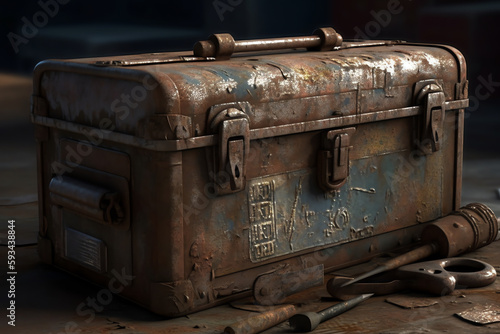 A rusted and worn-out toolbox. generative AI