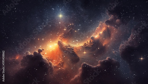 The explosion supernova. Bright Star Nebula. Distant galaxy. Abstract image. Generative AI © alexkich