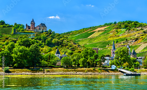 Stahleck Castle above the Rhine in Bacharach, UNESCO world heritage in Germany