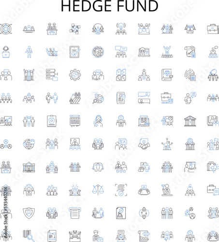 Hedge fund outline icons collection. Hedge, Fund, Investing, Investment, Management, Manager, Strategies vector illustration set. Strategy, Returns, Return linear signs