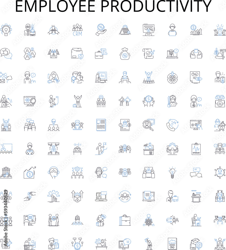 Employee productivity outline icons collection. Employee, productivity, efficiency, output, performance, advancement, promotion vector illustration set. motivation, satisfaction, commitment linear Employee productivity outline icons collection. Employee, productivity, efficiency, output, performance, advancement, promotion vector illustration set. motivation, satisfaction, commitment linear