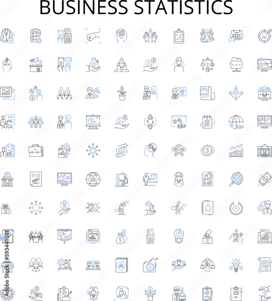 Business statistics outline icons collection. Business, Statistics, Datasets, Analysis, Forecasting, Customers, Trends vector illustration set. Growth, Profitability, Forecasts linear signs Business statistics outline icons collection. Business, Statistics, Datasets, Analysis, Forecasting, Customers, Trends vector illustration set. Growth, Profitability, Forecasts linear signs