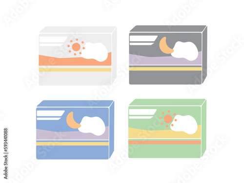 日中用　夜用　ナプキン　生理用品　イラスト　セット