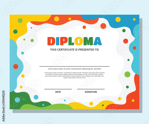 Certificate Children Full Colors Kids Diploma