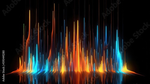 Wallpaper Mural Neon waterfall with vertical lines  and particles falling from top, heavy glowing verticals lines for music video backgrounds, dj and vj graphics, Matrix background Torontodigital.ca