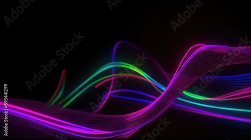 Neon glowing light wave. glow effect for music video background, dj graphics, vj background
