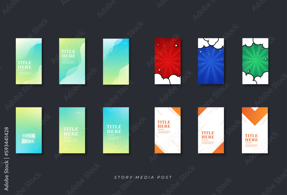 Creative Story Pack background. colorful, gradation, different kinds of styles, collection set, eps 10
