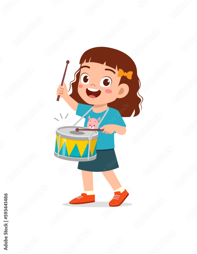 little kid playing one drum and feel happy little kid playing one drum and feel happy