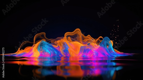 neon fire and smoke on the water, glowing effect for music videos and vj background, festival background with heavy glow © AIPERA