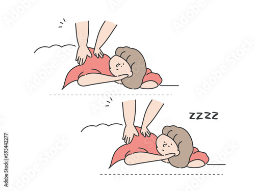 マッサージ施術を受ける　女性　イラスト　セット

