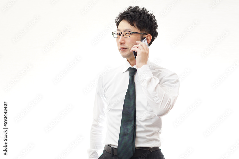 電話するビジネスマン 電話するビジネスマン