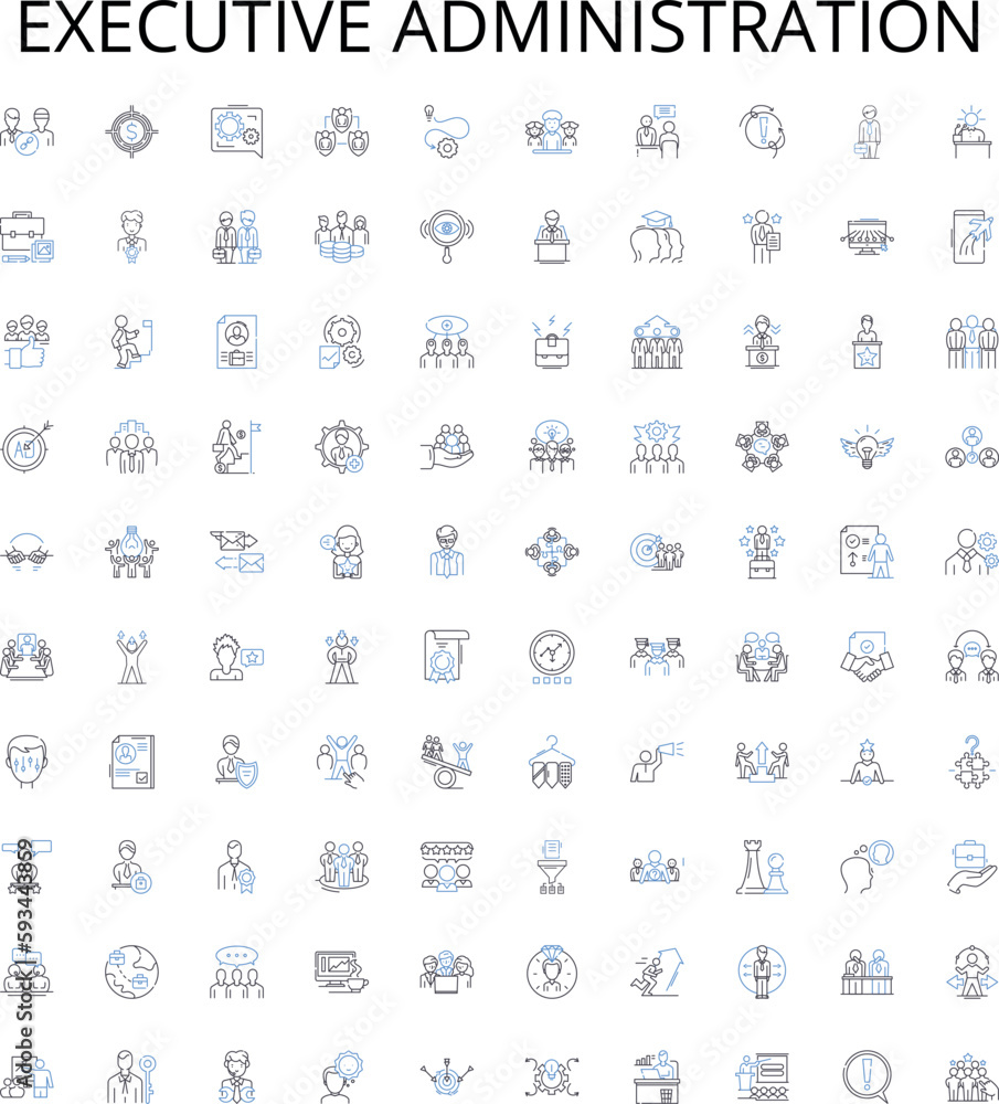 Executive administration outline icons collection. executive, administration, management, leadership, strategy, planning, organization vector illustration set. delegation, communication, decision Executive administration outline icons collection. executive, administration, management, leadership, strategy, planning, organization vector illustration set. delegation, communication, decision