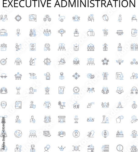 Executive administration outline icons collection. executive, administration, management, leadership, strategy, planning, organization vector illustration set. delegation, communication, decision
