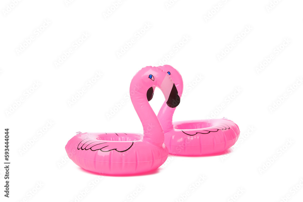 Rubber ring flamingos isolated on white background Rubber ring flamingos isolated on white background