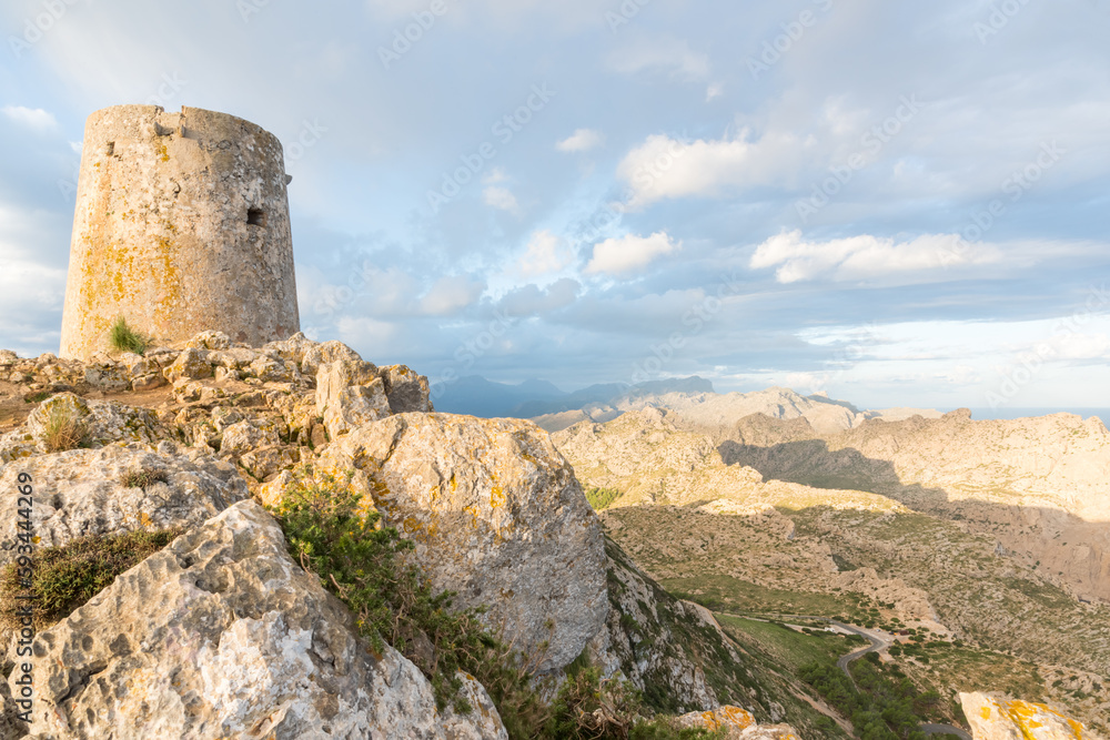 The gun turret on the cliff of Cap Formetor on Majorca
