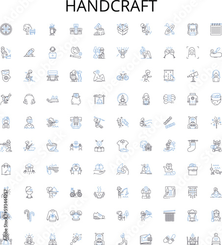 Handcraft outline icons collection. handcraft, artisan, craft, creativity, skill, talent, design vector illustration set. technique, tool, material linear signs