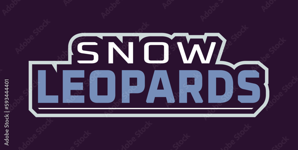 Obraz premium Bold sports font for snow leopard leopard logo. Text style lettering for esport, snow leopard mascot logo, sport team, college club. Vector illustration isolated on background