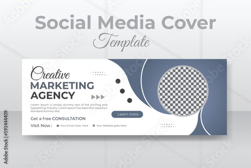 Modern business marketing agency social media Facebook cover design or webinar template