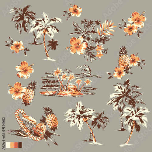 Hawaiian landscape that can be used for Aloha shirts,