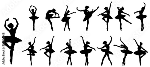 Foto set of silhouettes of ballerinas beauty dancing.