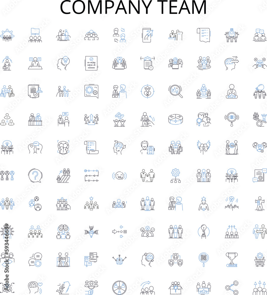 Company team outline icons collection. Company, Team, Corporate, Group, Staff, Members, Employees vector illustration set. Colleagues, Executives, Managers linear signs Company team outline icons collection. Company, Team, Corporate, Group, Staff, Members, Employees vector illustration set. Colleagues, Executives, Managers linear signs