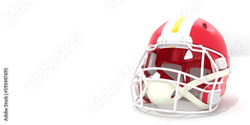 American footbal helmet with Kansas City Chiefs team colors. Template for presentation or infographics. 3D render