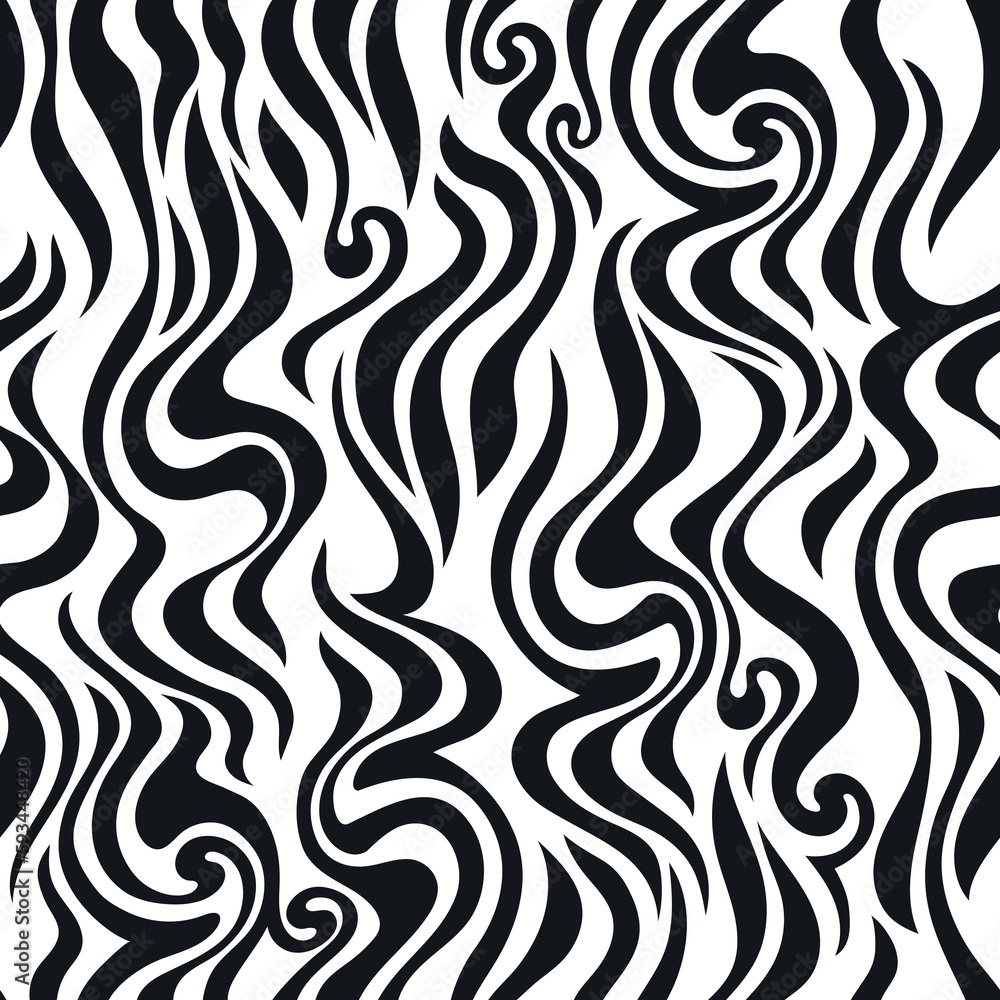 Seamless pattern, abstract wave texture, wavy black and white background Seamless pattern, abstract wave texture, wavy black and white background