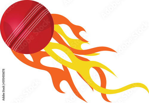 Cricket ball on fire vector