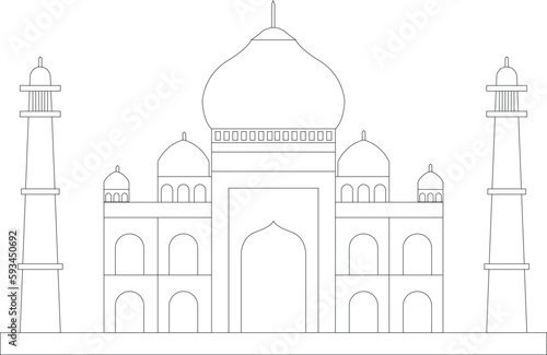 Taj Mahal outline vector illustration