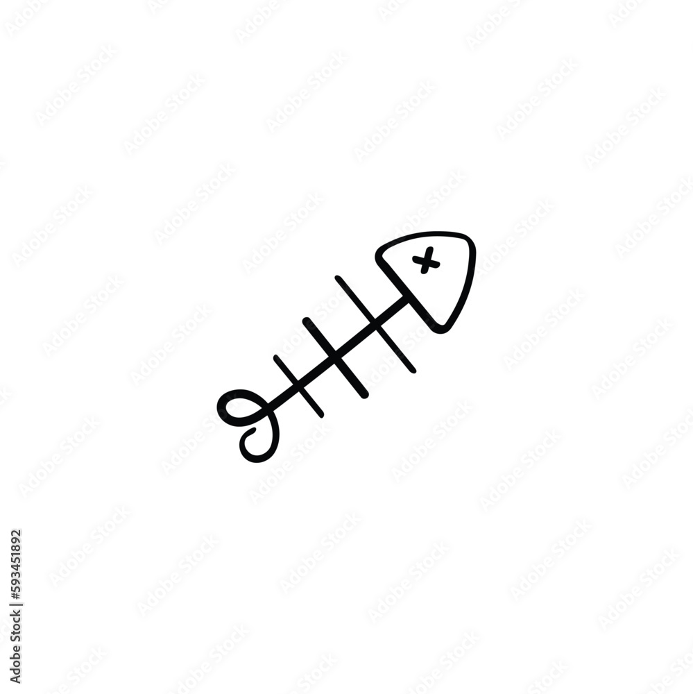Fish Bone Line Style Icon Design