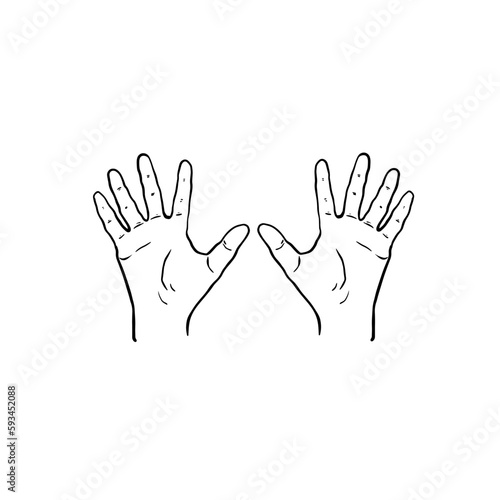 hand drawn illustration of a finger showing the number ten on white background