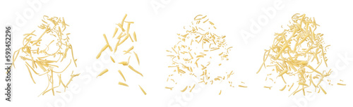 Cheese shavings set on a white isolated background