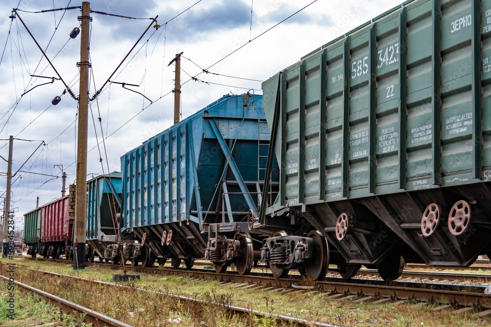 Photography to theme railway track after passing train on railroad Photography to theme railway track after passing train on railroad